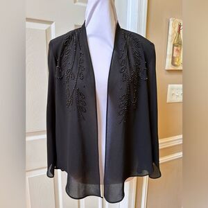 R & M Richard Open Beaded Black Jacket Size 8 Timeless Elegance